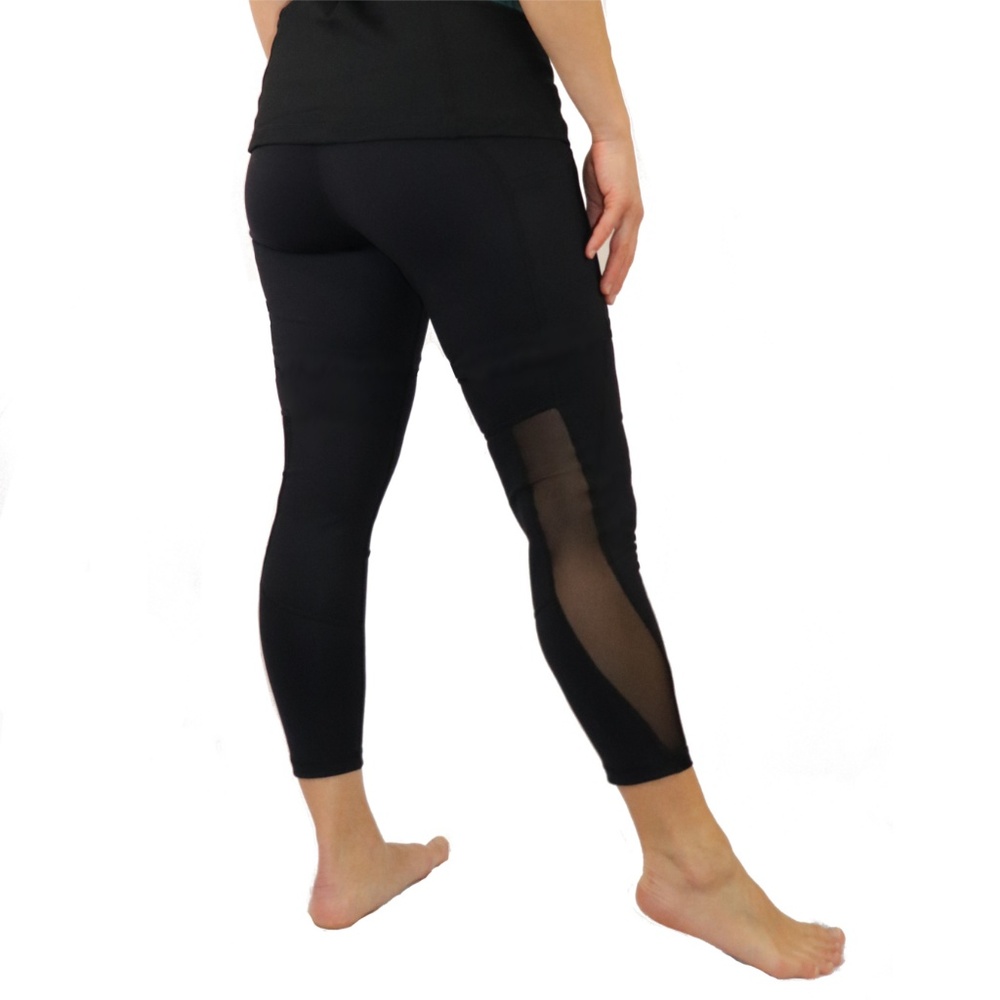 Black Yoga 7/8 Pants with Mesh inserts & Pockets